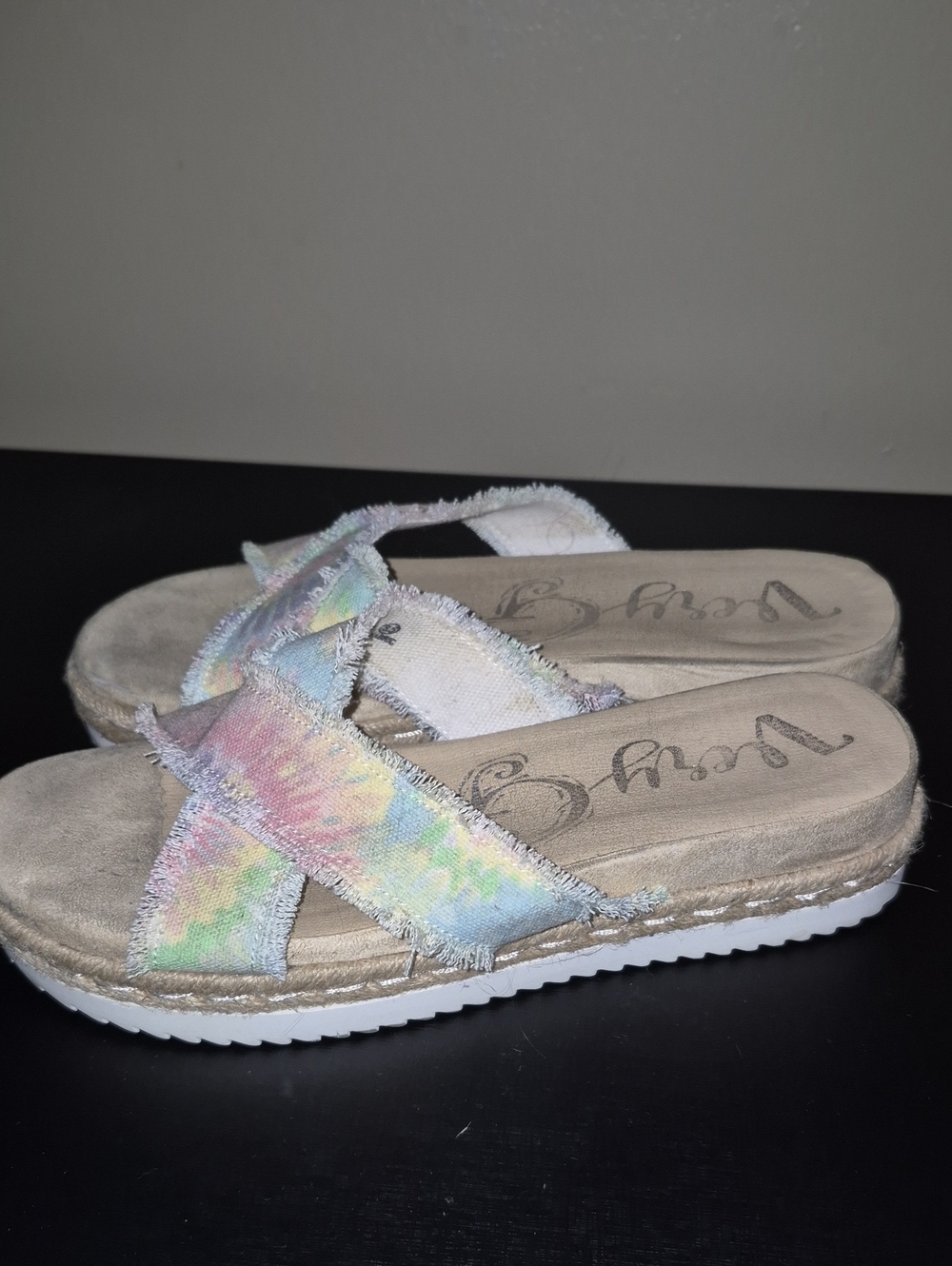 Very G Pastel Tie-Dye Crisscross Slide Sandals
